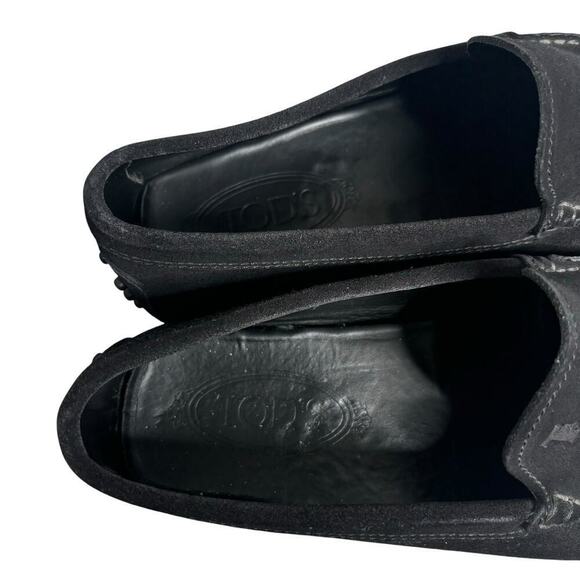 Tod's Suede Driving Loafer Shoes Black Size 7 - Picture 6 of 7